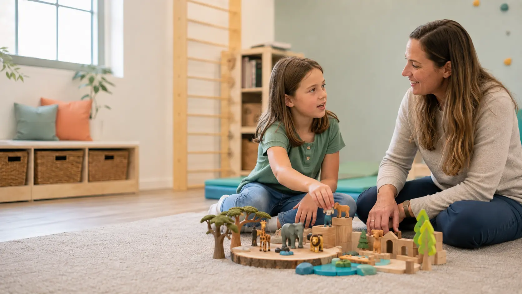 Therapist joining a child in relationship-based, child-led play